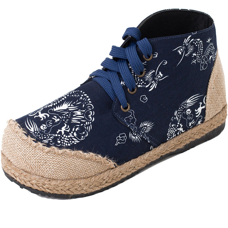 Retro embroidery low-cut woven booties