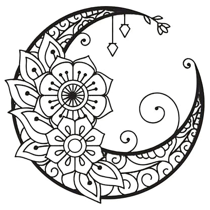 Mandala Flower Moon Metal Wall Art - 11.8-Inch Decorative Hanging Sign for Modern Boho Home Décor, Living Room, Bedroom, and Office Accent Piece