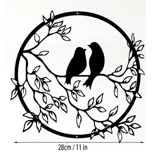 Nature Metal Wall Art - Bird on Tree Branch Decor for Indoor & Outdoor Spaces