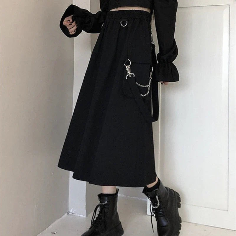 Techwear Retro Long Skirt