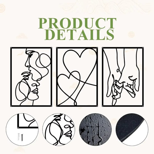Modern Minimalist Metal Wall Art - Valentine’s Day Kiss Hand Design for Stylish Interiors