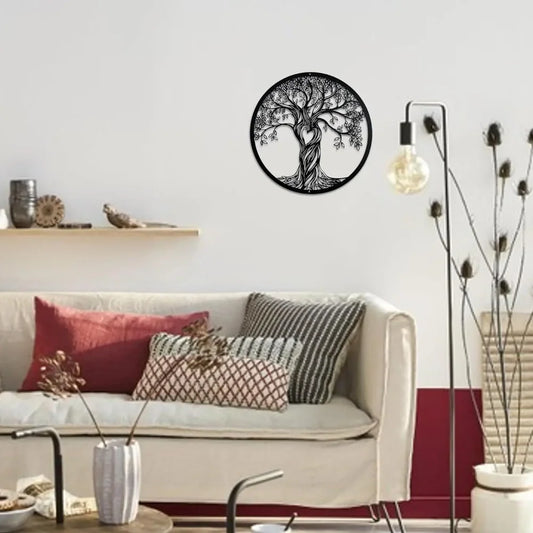 Rustic Black Tree of Life Metal Wall Art – Laser Cut Sculpture for Living Room, Bedroom, Indoor & Outdoor Home Decor