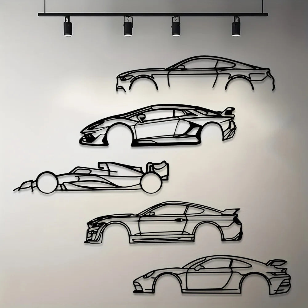 Premium Hot Border Metal Line Sports Car Wall Art - Iron Car Decoration, Unique Hanging Ornament for Garage & Room Decor