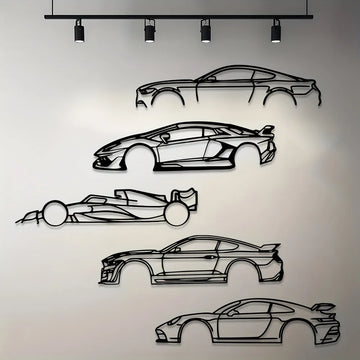 Premium Hot Border Metal Line Sports Car Wall Art - Iron Car Decoration, Unique Hanging Ornament for Garage & Room Decor