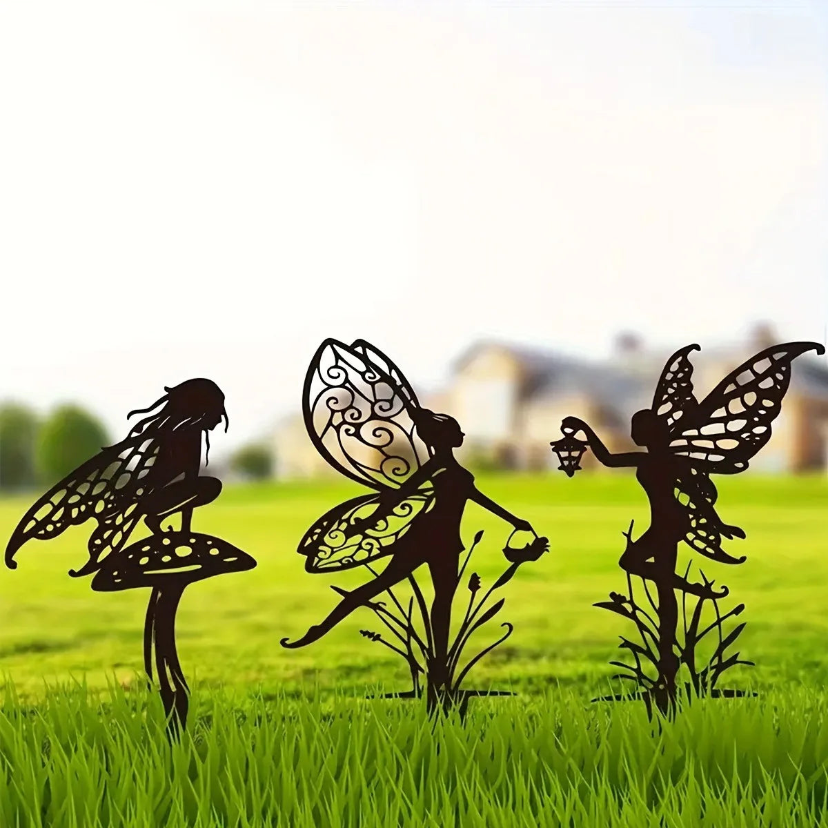 Whimsical Metal Fairy Garden Stake - Enchanted Flower Fairy Yard Art for Lawn, Patio, and Outdoor Garden Décor