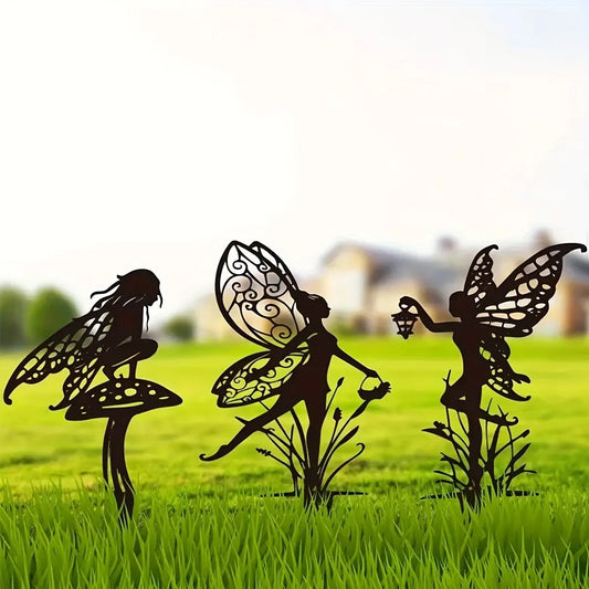 Whimsical Metal Fairy Garden Stake - Enchanted Flower Fairy Yard Art for Lawn, Patio, and Outdoor Garden Décor