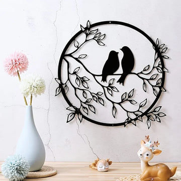 Nature Metal Wall Art - Bird on Tree Branch Decor for Indoor & Outdoor Spaces
