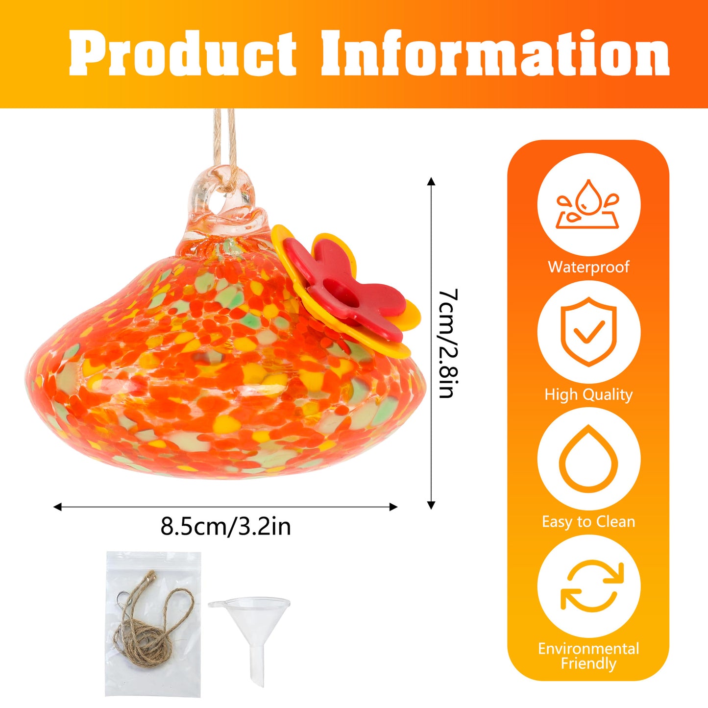 Glass Hummingbird Feeder with Flower Decoration