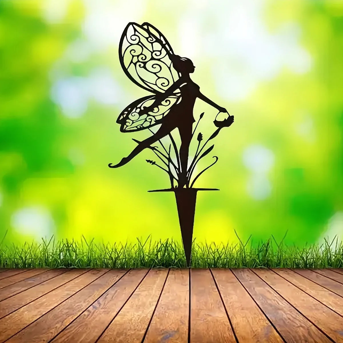 Whimsical Metal Fairy Garden Stake - Enchanted Flower Fairy Yard Art for Lawn, Patio, and Outdoor Garden Décor