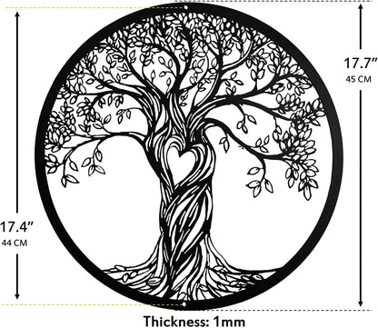 Rustic Black Tree of Life Metal Wall Art – Laser Cut Sculpture for Living Room, Bedroom, Indoor & Outdoor Home Decor