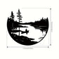 Bohemian-Inspired Metal Wall Art: Scenic Lake & Mountain Silhouette Round Sculpture for Elegant Home and Patio Decor