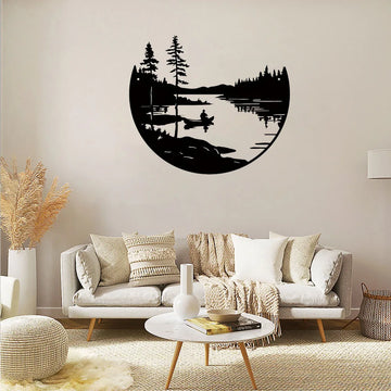Scenic Lake and Mountain Metal Wall Art – Stunning Outdoor & Indoor Decor for Home, Patio, and Living Room