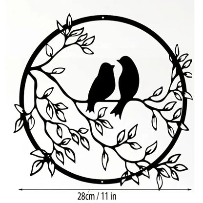 Nature Metal Wall Art - Bird on Tree Branch Decor for Indoor & Outdoor Spaces