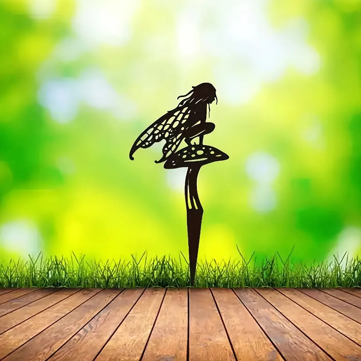 Whimsical Metal Fairy Garden Stake - Enchanted Flower Fairy Yard Art for Lawn, Patio, and Outdoor Garden Décor