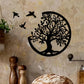 Black Wooden Tree of Life Wall Hanging - Round Bird Silhouette Art Decor for Boho, Witchy, and Modern Indoor Spaces