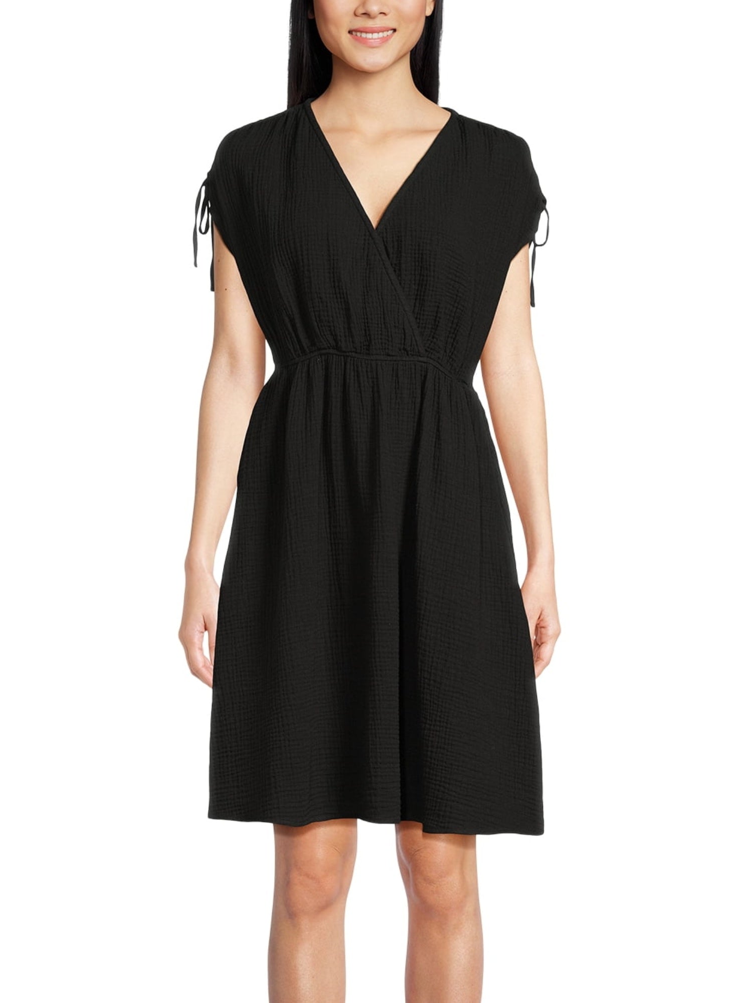 Double Cloth Crossover Front Mini Dress