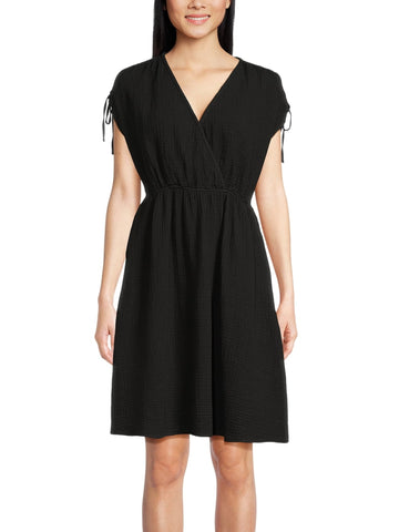 Double Cloth Crossover Front Mini Dress