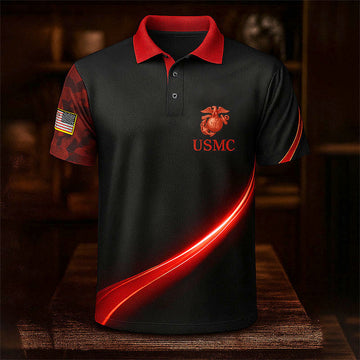 Marine Corps Print Casual Polo Shirt