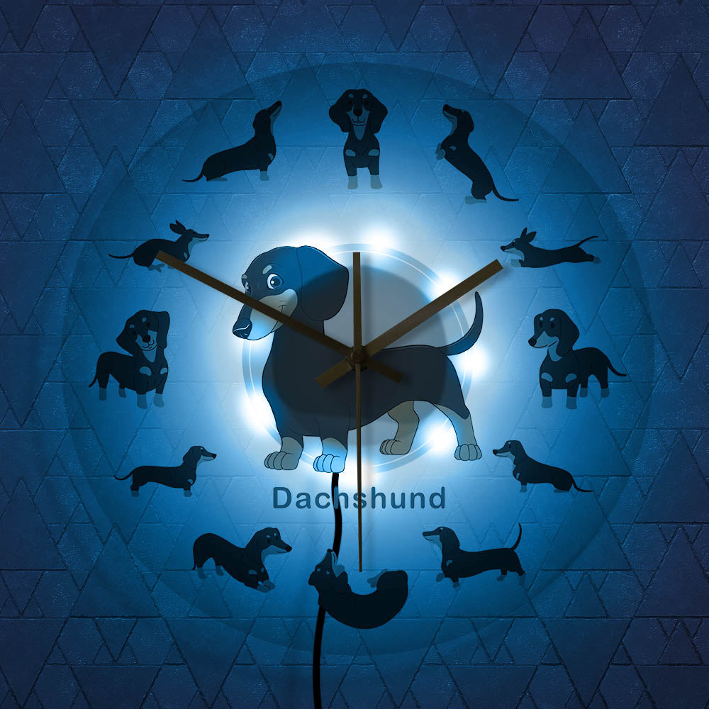 Cartoon Dachshund Wiener Dog Arcylic Wall Clock