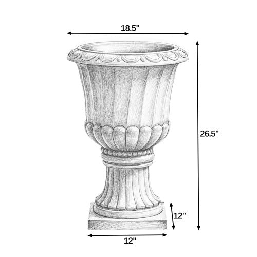 Classic European Pedestal Urn, Large Capacity Outdoor Planter for Garden