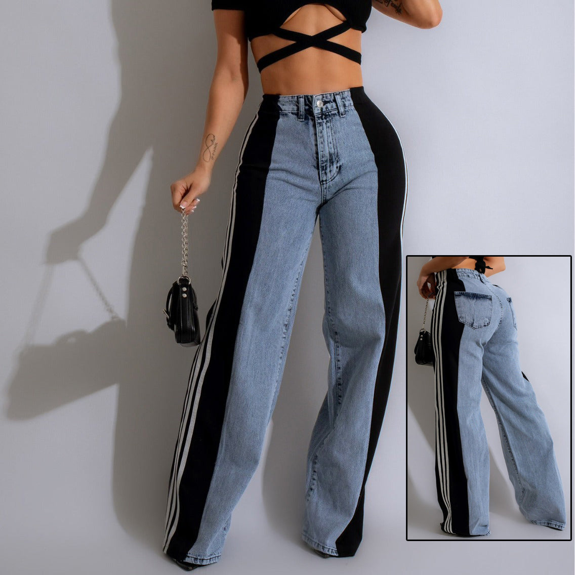 Casual High-waist Stretch Straight-leg Jeans