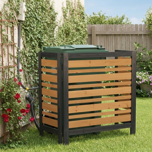 3-Panel Wooden Privacy Screen Fence, Outdoor AC Cover for Backyard Garden