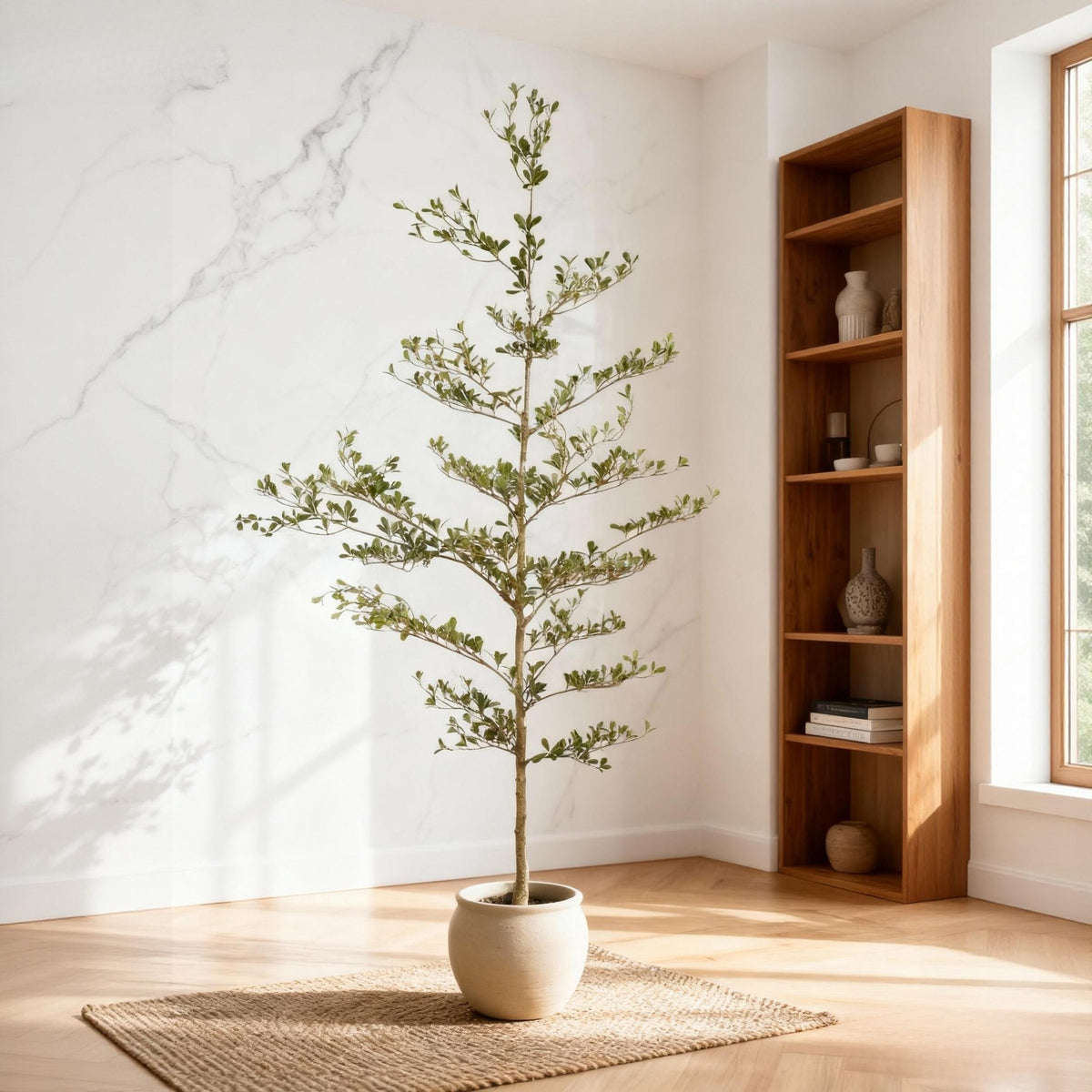 7FT Artificial Black Olive Tree, Tall Faux Potted Plant with Black Pot for Indoor Decor