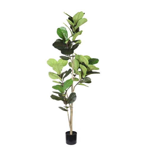 6FT Artificial Fiddle Leaf Fig Tree, Real Touch Faux Potted Plant with Black Pot
