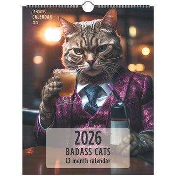 Badass Cats 2026 Wall Calendar
