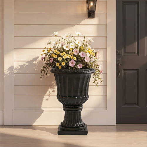 Classic European Pedestal Urn, Large Capacity Outdoor Planter for Garden