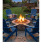 Folding Wooden Adirondack Chair with Embossed Grain, Solid Wood Patio Chair, Navy