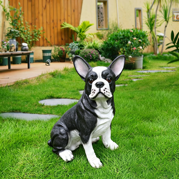 Lifelike French Bulldog Statue, Realistic Resin Dog Figurine for Garden & Yard Decor