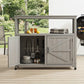 Wooden Outdoor Buffet Cabinet with Storage, Grey Patio Bar Table & Sideboard
