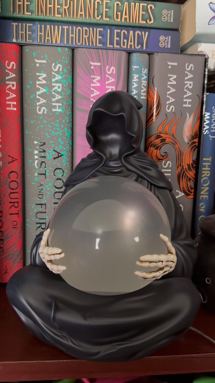 Suriel and Floating Bat Crystal Ball - Bookshelf Decor| Halloween Figurine
