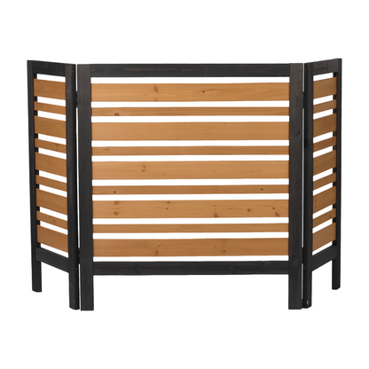 3-Panel Wooden Privacy Screen Fence, Outdoor AC Cover for Backyard Garden