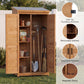 Tall Outdoor Wooden Storage Cabinet, Vertical Tool Shed for Patio & Garden