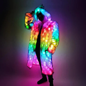 LED Coat   - 100% Faux Fur, Thermal Warmth, App Ctrl for Winter Holidays