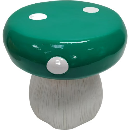 13.4" Oversized Mushroom Stool, Heavy-Duty Resin Side Table in Red, Orange & Green for Patio
