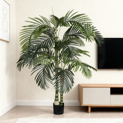 6FT Artificial Palm Tree, Realistic Faux Potted Tropical Plant with Black Pot for Decor