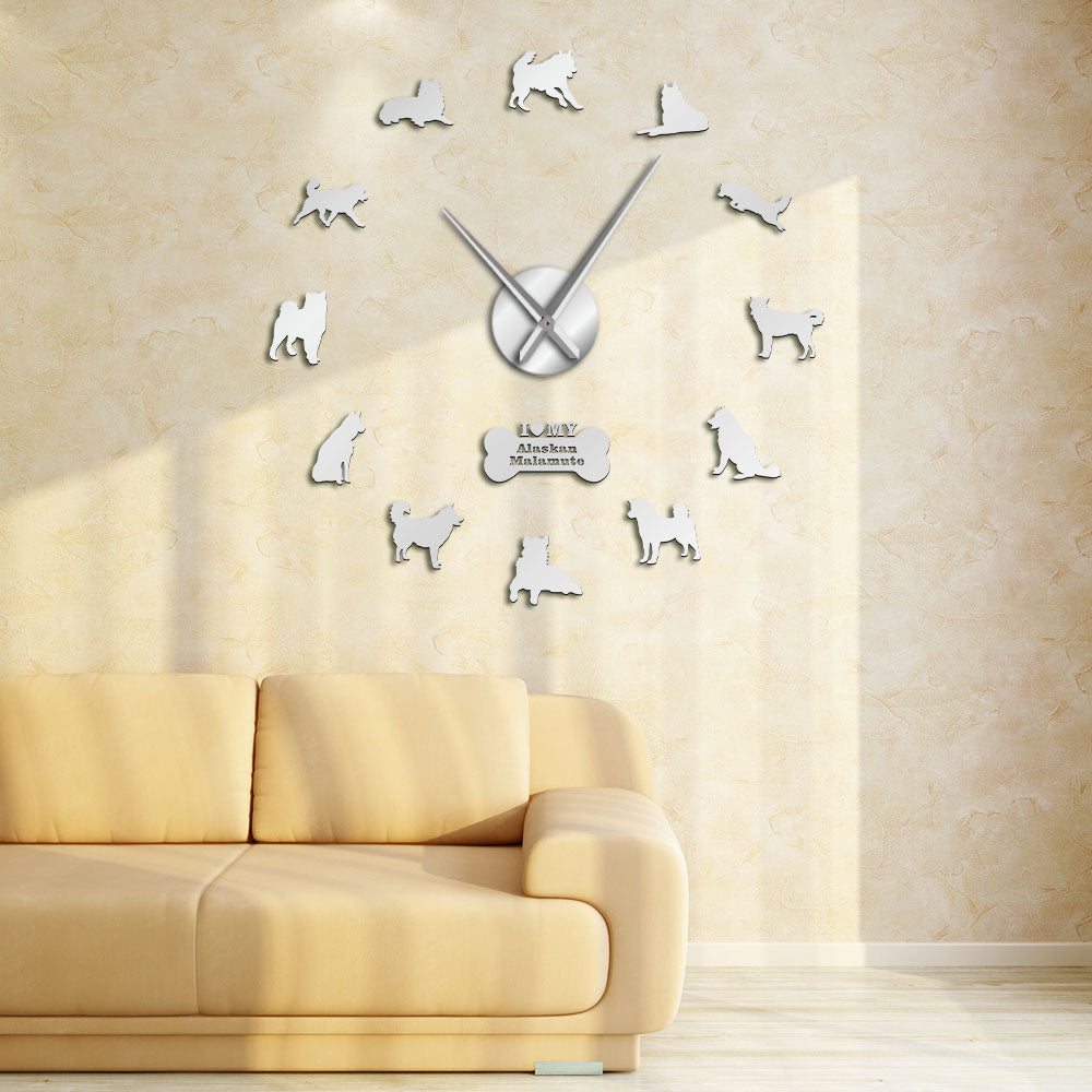 Alaskan Malamute Dog Large Frameless DIY Wall Clock