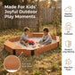 Octagon Kids Sandbox with Storage Seats, Solid Wood Sandpit with Cover & Liner