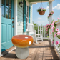 13.4" Oversized Mushroom Stool, Heavy-Duty Resin Side Table in Red, Orange & Green for Patio
