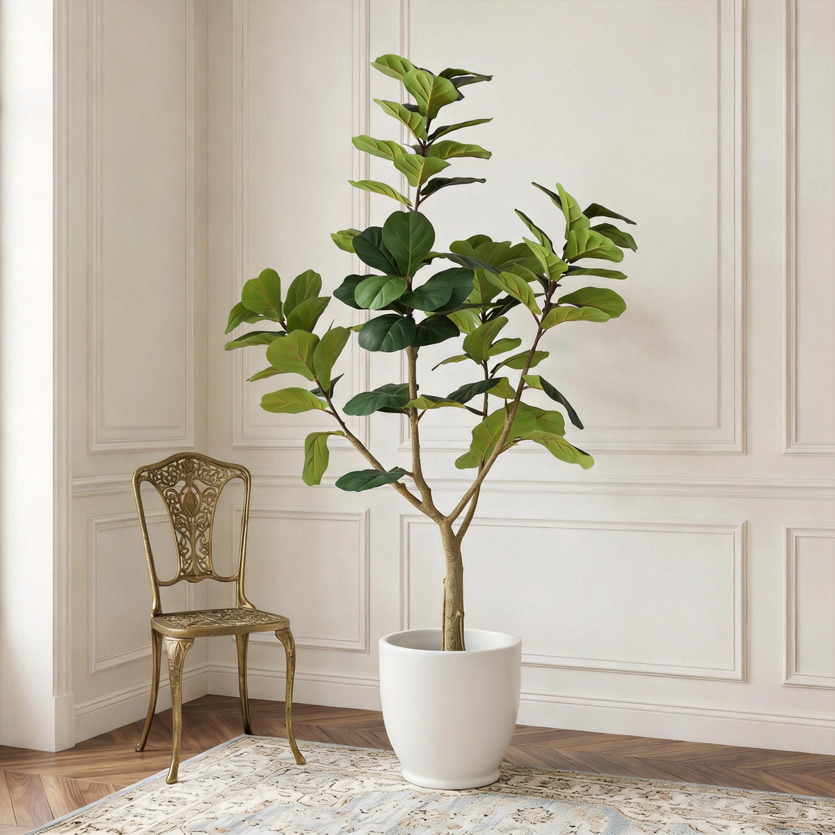 6FT Artificial Fiddle Leaf Fig Tree, Realistic Faux Potted Plant in Black Pot