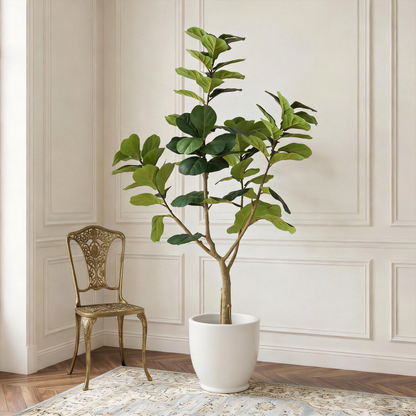 6FT Artificial Fiddle Leaf Fig Tree, Realistic Faux Potted Plant in Black Pot