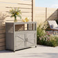 Wooden Outdoor Buffet Cabinet with Storage, Grey Patio Bar Table & Sideboard