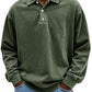 Men's Fashion Retro Washed Distressed Cotton Lapel Long Sleeve Polo Shirt