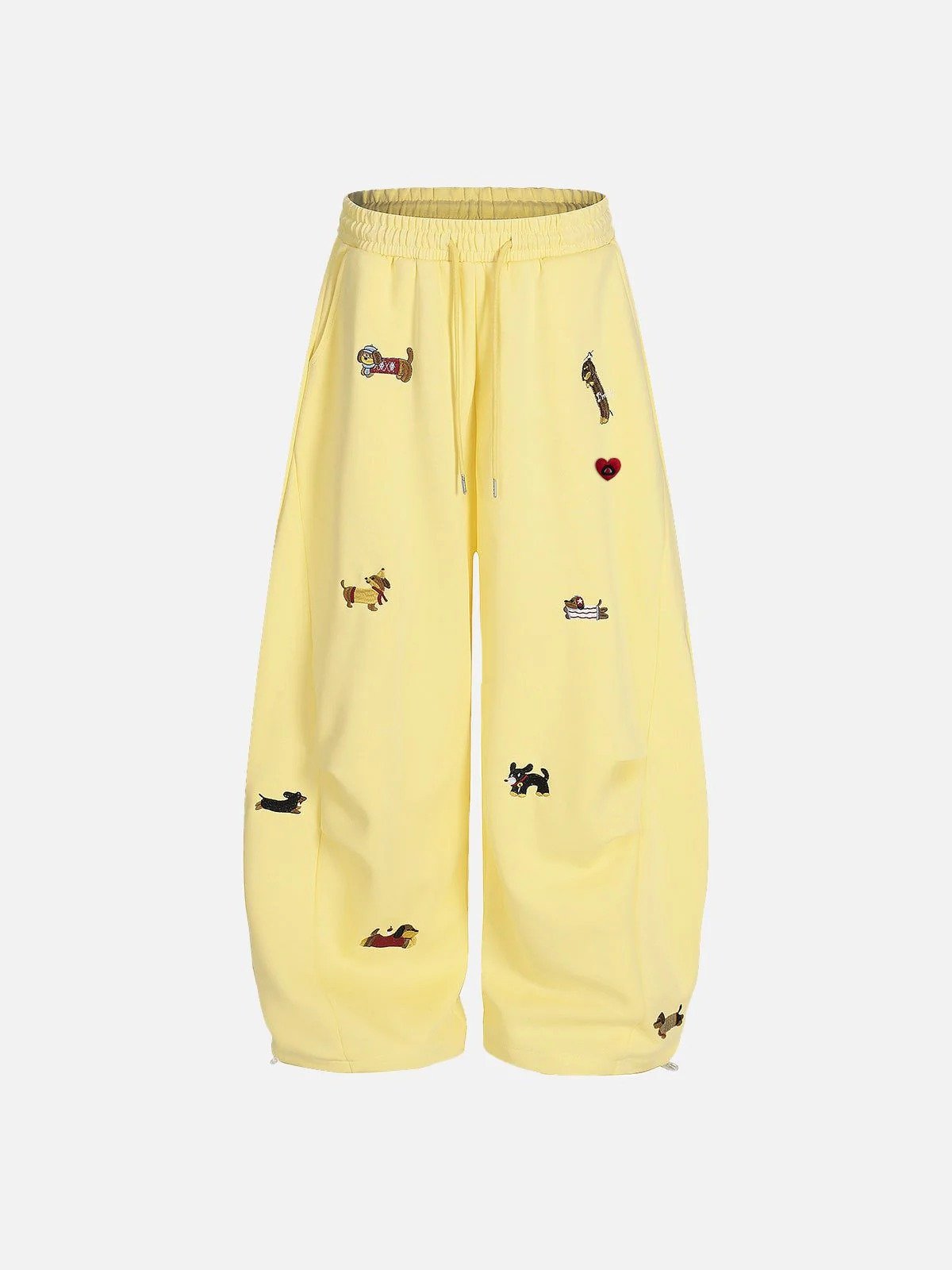 Unisex Embroidery Puppy Baggy Barrel Sweatpants