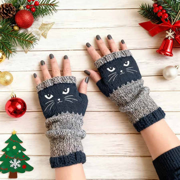 Cute Women’s Knitted Cat Gloves — For Warm Hands And Free Fingers