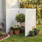 3-Panel Wooden Privacy Screen Fence with Lattice Design, Outdoor AC Cover
