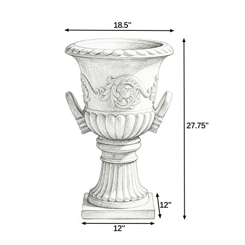 Classical Roman Pedestal Urn, Decorative Outdoor Planter for Garden & Patio